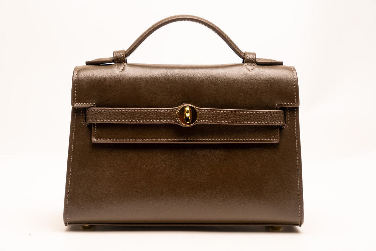 Shaure Ahimsa vegan leather bag in Truffle Brown MIRUM plastic-free leather